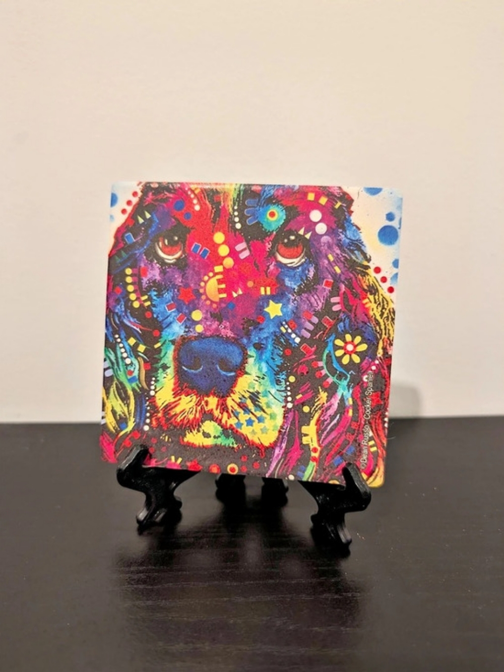 Dean Russo Cocker Spaniel Absorbent Stone Coaster Multicolor & Black